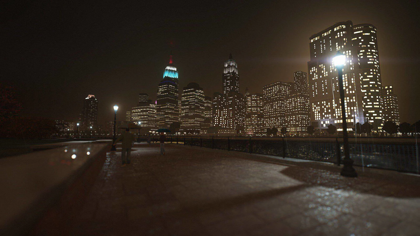Liberty City financial towers at night