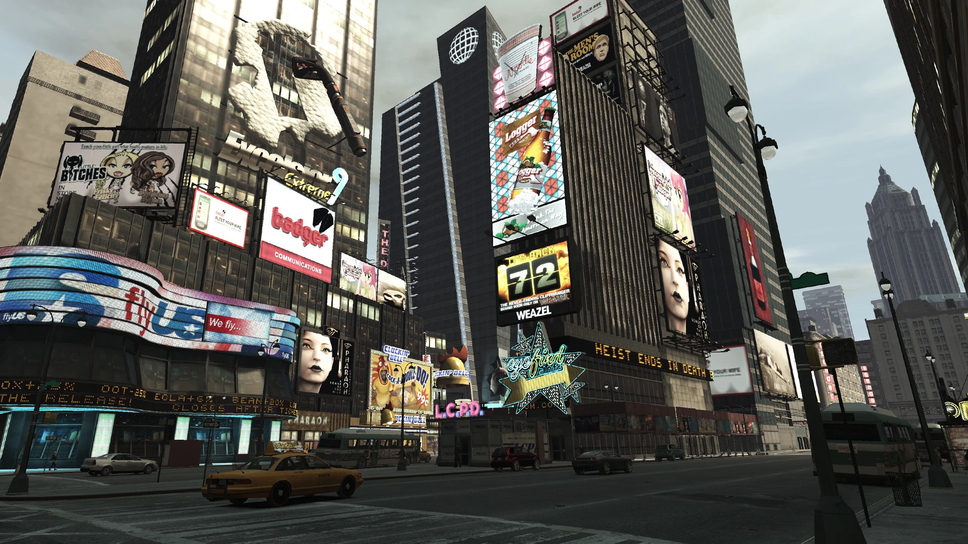 Star Junction theaters, billboards and traffic after dark