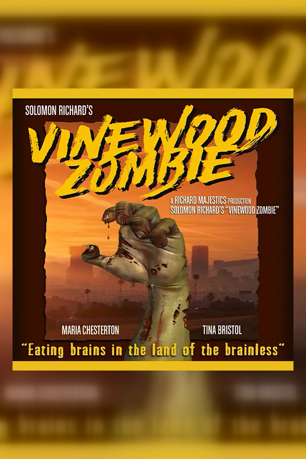 The original Vinewood Zombie poster with an undead hand above the Los Santos skyline